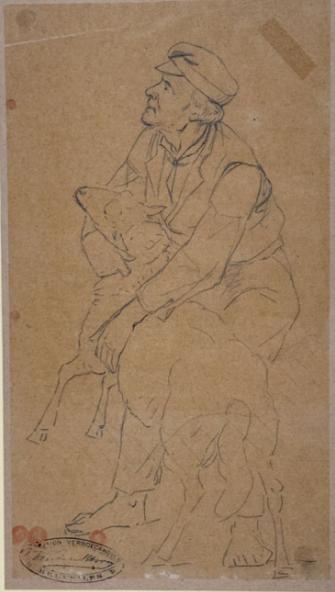 Eugene Verboeckhoven (1798-1881): Herder met schaap, Antiek en Kunst, Kunst | Schilderijen | Klassiek, Ophalen of Verzenden