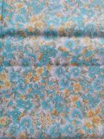 Katoenen stof - Basis wit met geel en turquoise, Enlèvement ou Envoi, Blanc