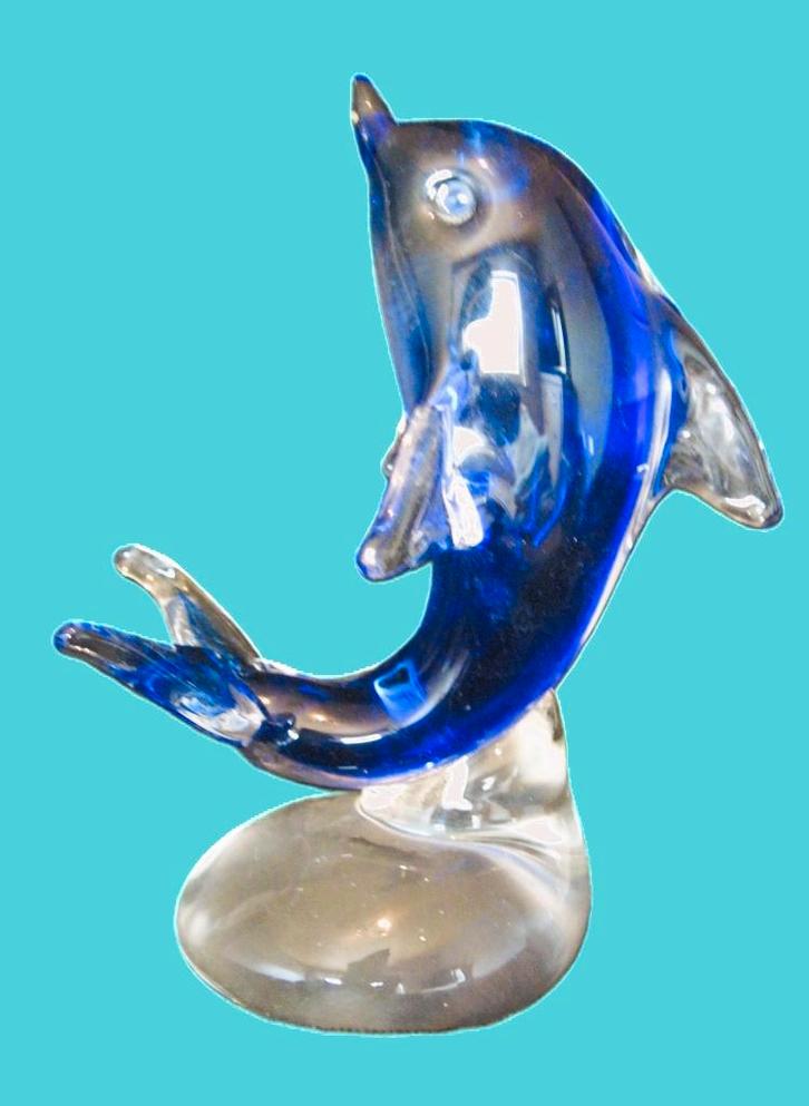 dolfijn Murano in opaalblauw, Antiquités & Art, Antiquités | Verre & Cristal, Enlèvement