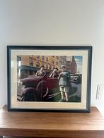 Tableau signé impression Laurel Hardy verre 98/78, Antiek en Kunst, Ophalen