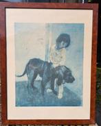 WALLAERT Martin " Kind met hond" kleurlitho, Antiek en Kunst, Kunst | Litho's en Zeefdrukken, Ophalen