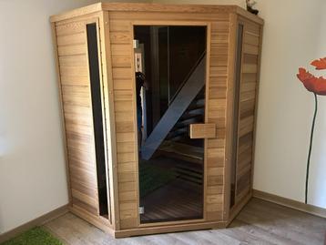 infrarood sauna Hoekcabine cederhout, Enlèvement, Comme neuf, Infrarouge, Sauna complet