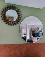 Miroir rond vintage (à droite) diamètre 70 cm épaisseur 2 cm, Antiquités & Art, Enlèvement ou Envoi