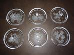 6 glazen onderleggers voor glas drinkglas mooi bloemmotief, Antiek en Kunst, Ophalen