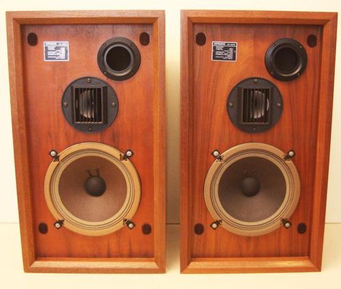 Hitachi HS-201C Luidsprekers / 20 Watts / 8 Ohms / Japan, Audio, Tv en Foto, Luidsprekerboxen, Zo goed als nieuw, Front, Rear of Stereo speakers