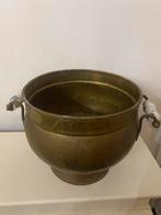 Pot en laiton avec poignées en porcelaine, Antiquités & Art, Enlèvement