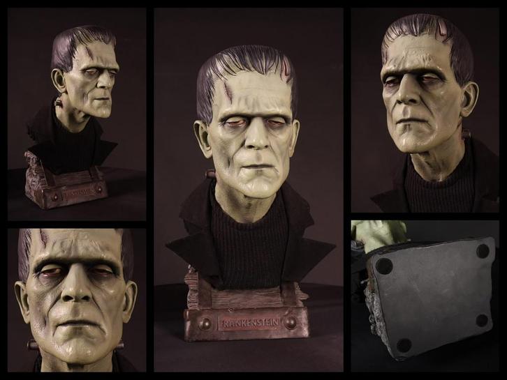 Sideshow Frankenstein Life size bust Paint sample Horror, Collections, Statues & Figurines, Comme neuf, Fantasy, Enlèvement
