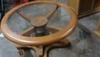 nieuw massief eiken ronde salontafel met glazen blad, 50 tot 100 cm, Minder dan 50 cm, Nieuw, Eikenhout