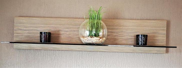 étagère murale en bois et verre fumé moderne, Huis en Inrichting, Woonaccessoires | Wandplanken en Boekenplanken, Zo goed als nieuw