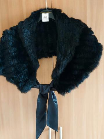 Stola/bolero zwart bont met zijden linten, Kleding | Dames, Ophalen, Zo goed als nieuw, Zwart