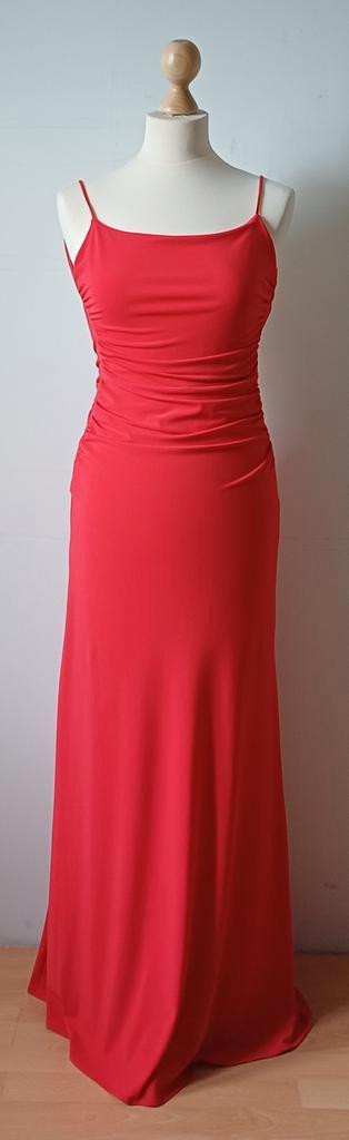 ZARA rode maxi jurk lingeriestijl - Open rug - Maat EUR S, Kleding | Dames, Jurken, Zo goed als nieuw, Maat 36 (S), Rood, Onder de knie