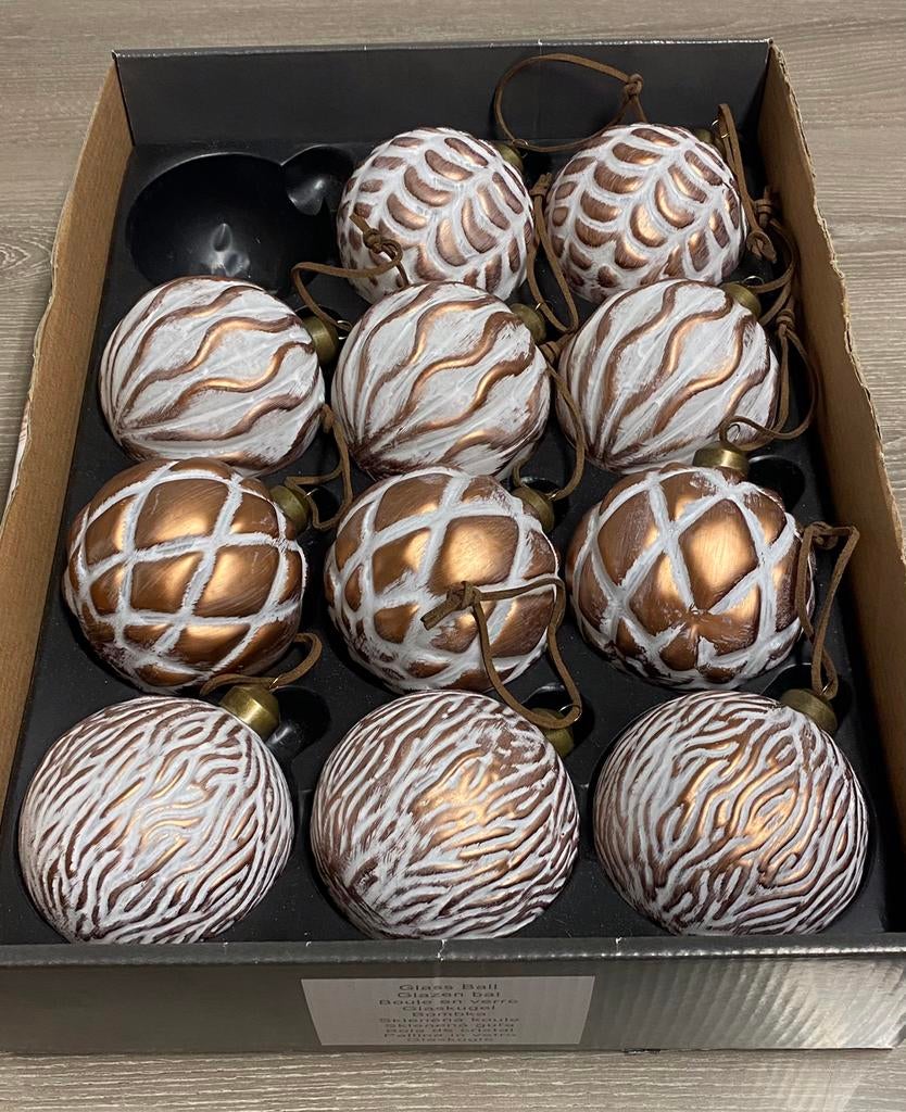 Lot de 12 boules de Noël vintage des années 1980