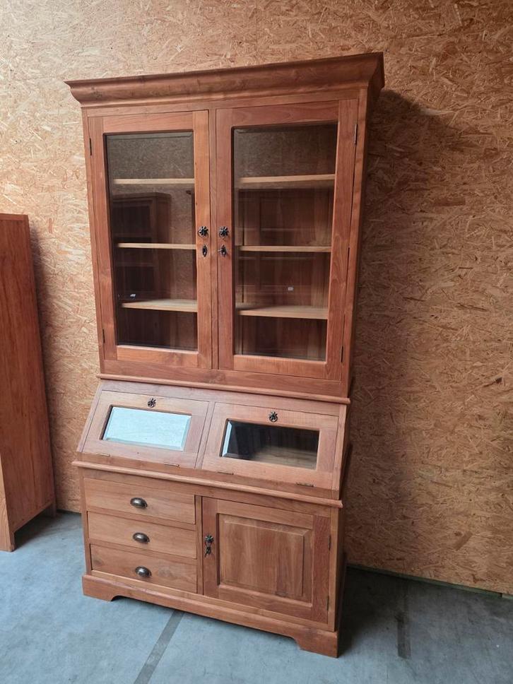 Prachtige massief teakhouten buffetkast/vitrinekast +-120cm, Maison & Meubles, Armoires | Buffets, Utilisé, Enlèvement