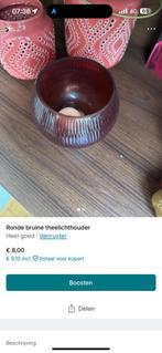 Ronde bruine Theelichthouder, Ophalen of Verzenden, Zo goed als nieuw