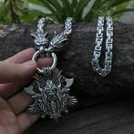 Koningsketting met hanger - Viking krijger, Handtassen en Accessoires, Kettingen, Verzenden, Nieuw, Zilver, Overige materialen