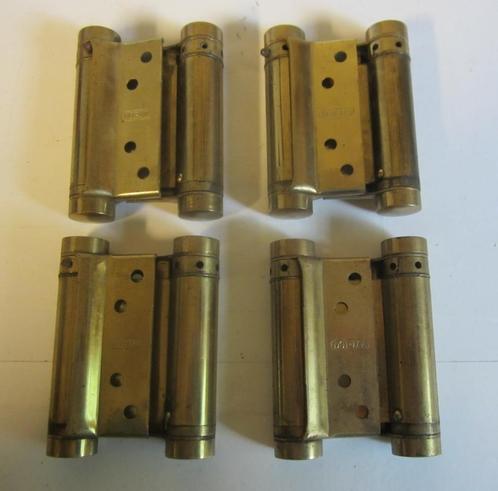 4 vintage koperen scharnieren,bommerscharnieren vr klapdeur, Doe-het-zelf en Bouw, Hang- en Sluitwerk, Nieuw, Scharnier, Koper of Messing