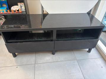 Zwart tv meubel, Huis en Inrichting, Ophalen, Gebruikt, Glas