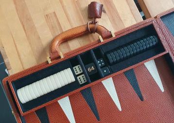 Giuliano Stefanoni leather Backgammon set 1980s