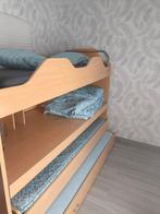 Stapelbed met 3 slaapgelegenheden en uitschuifbaar bureau, Huis en Inrichting, Ophalen, Bruin, 200 cm, Modern