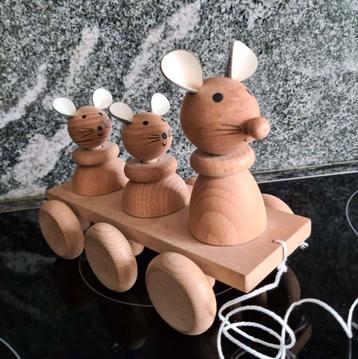 speelgoed: houten trekfiguur met muisjes - lees info aub beschikbaar voor biedingen