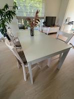 Houten tafel en 4 stoelen, Huis en Inrichting, Tafels | Eettafels, Ophalen, Gebruikt, Rustic, 50 tot 100 cm