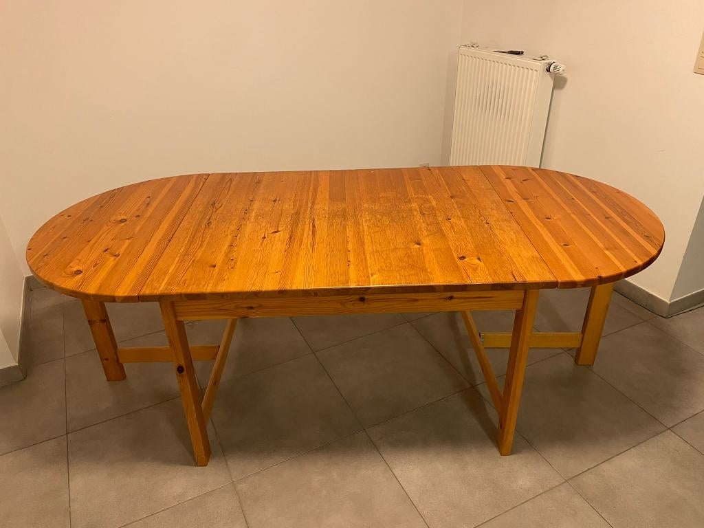 Mooie en stevige houten tafel met twee verlengstukken, Huis en Inrichting, Tafels | Eettafels, Gebruikt, 100 tot 150 cm, 150 tot 200 cm