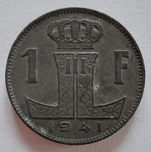 Belgium 1941 - 1 Fr Zink FR/VL - Leopold III - Morin 476/Pr, Timbres & Monnaies, Monnaies | Belgique, Monnaie en vrac, Envoi