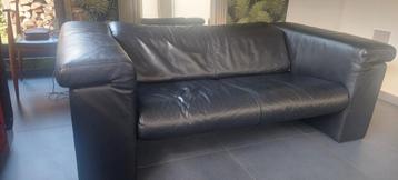 Canape cuir noir Rolf Benz medium  beschikbaar voor biedingen