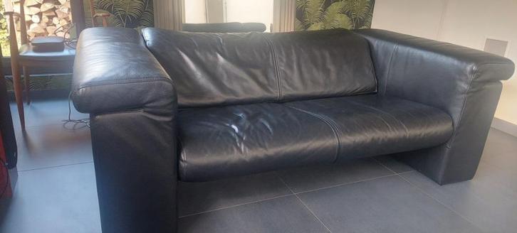 Canape cuir noir Rolf Benz medium, Huis en Inrichting, Zetels | Zetels, Gebruikt, Rechte bank, Tweepersoons, 150 tot 200 cm, 75 tot 100 cm