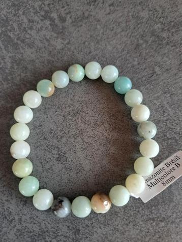 Bracelet élastique Amazonite Brésil 8 mm disponible aux enchères