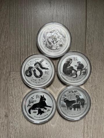 Verschillende zeldzame 10 oz zilveren munten Lunar II, Enlèvement ou Envoi, Monnaie en vrac, Argent