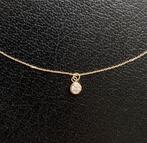 collier avec diamant solitaire 0,3 ct pendentif en or jaune, Neuf, Enlèvement ou Envoi, Or, Blanc