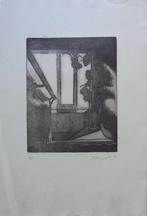 ALAIN BILTEREYST / BINNENZICHT / ZW-W ETS / 48x32cm / SIG 79, Antiek en Kunst, Kunst | Litho's en Zeefdrukken, Ophalen of Verzenden