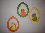 3 grote houten hangeieren met kuikentjes, Diversen, Ophalen of Verzenden
