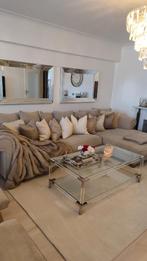 Fauteuil/ Canapé + méridienne en tissus Beige, 125 cm ou plus, Enlèvement, Utilisé, Tissus Beige classique