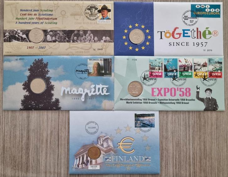 Belgische en Finse numisbrieven, Postzegels en Munten, Penningen en Medailles, Overige materialen, Ophalen of Verzenden