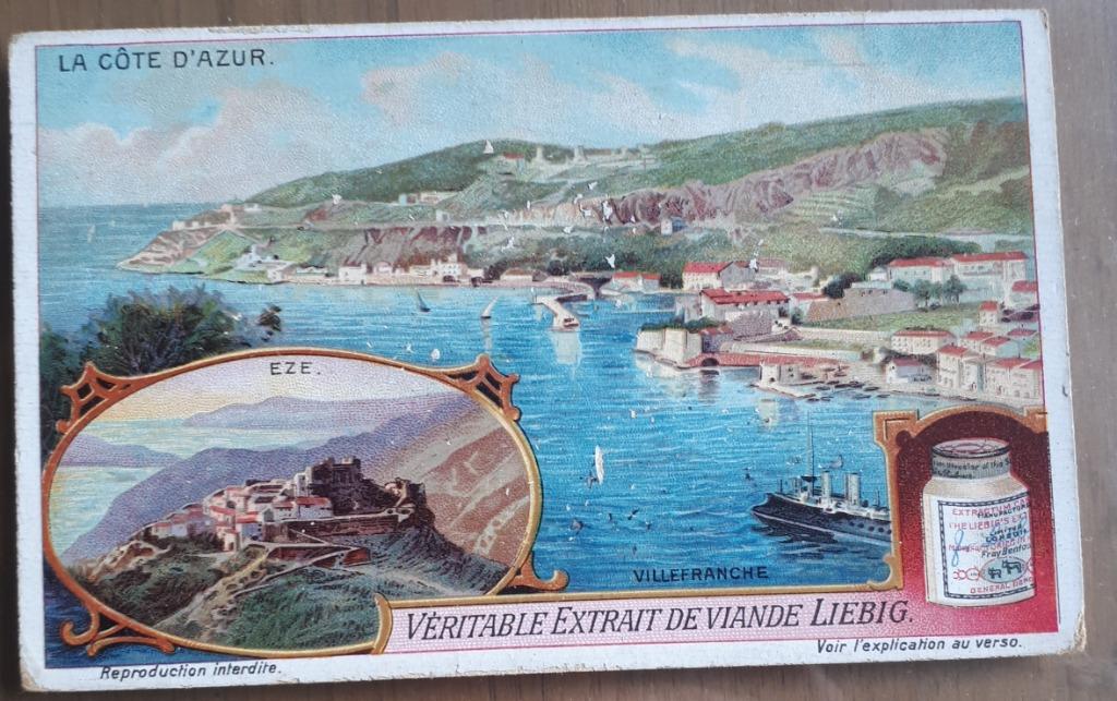CHROMOLITHO LIEBIG S 1060f CÔTE D'AZUR/VILLAFRANCA BEL éd., Antiquités & Art, Art | Lithographies & Sérigraphies, Envoi