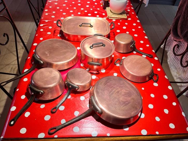 Ensemble casseroles en cuivre, Huis en Inrichting, Keuken | Potten en Pannen, Zo goed als nieuw, Pannenset, Overige materialen