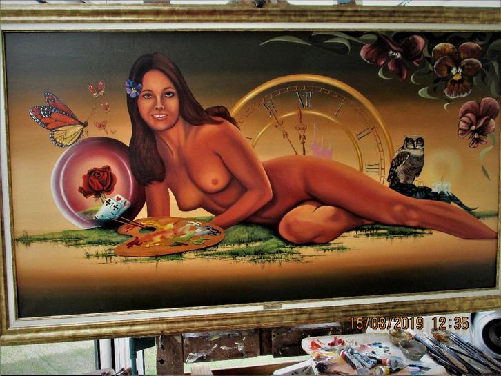 schilderij   naakt, Antiek en Kunst, Kunst | Schilderijen | Klassiek, Ophalen of Verzenden