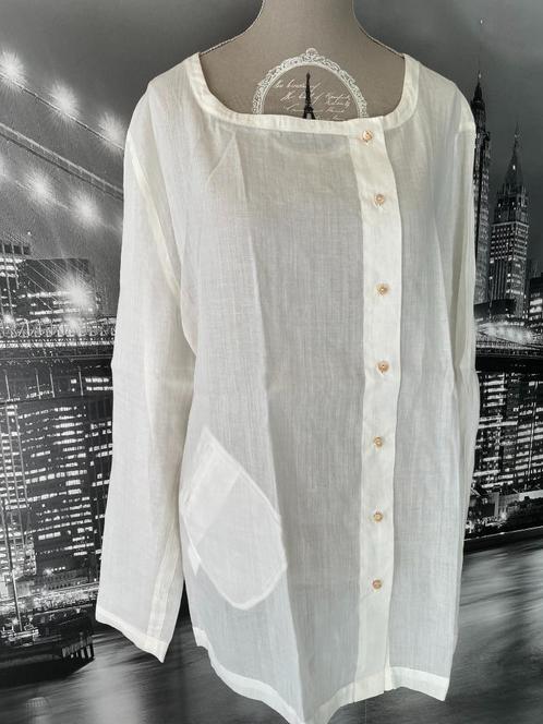 prachtige witte blouse annemie verbeke - 4, Kleding | Dames, Blouses en Tunieken, Zo goed als nieuw, Maat 42/44 (L), Wit, Verzenden
