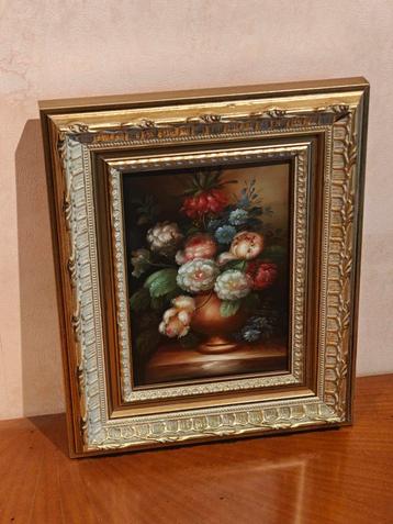 Bloemenschilderij op triplex beschikbaar voor biedingen
