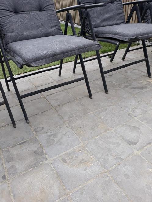 Tuinstoelen terras, een set van vier.., Tuin en Terras, Tuinstoelen, Gebruikt, Metaal, Verstelbaar, Ophalen