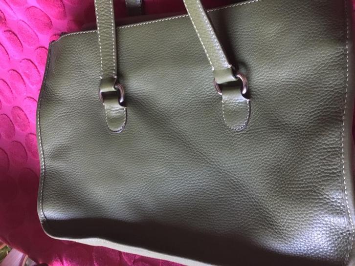 Lederen kaki groene handtas nobody damestas, Handtassen en Accessoires, Tassen | Damestassen, Handtas, Groen, Ophalen of Verzenden