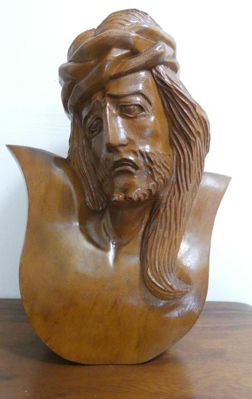 Hout gesneden Christus Buste [1449], Antiquités & Art, Art | Sculptures & Bois, Envoi