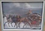 oud schilderij Trojka op metaalplaat geschilderd, Ophalen of Verzenden