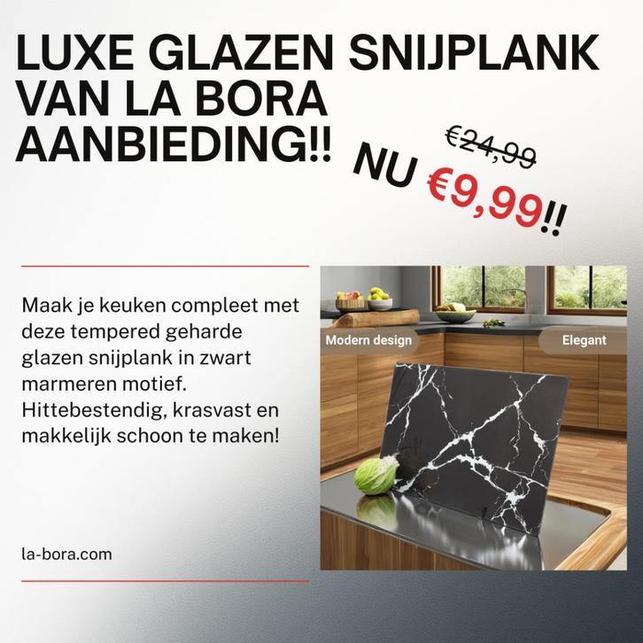 Glassnijplank met Marmeren Motieven, Huis en Inrichting, Keuken | Keukenbenodigdheden, Nieuw, Ophalen of Verzenden