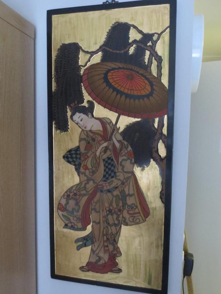 Japans houten paneel, Antiek en Kunst, Kunst | Niet-Westerse kunst, Ophalen