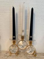 Vintage Weinfurtner 24 karaat vergulde kandelaar met kristal, Ophalen of Verzenden, Goud