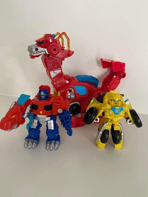 Transformers rescue bots dinobot optimus bumblebee, Verzamelen, Transformers, Zo goed als nieuw, Ophalen of Verzenden