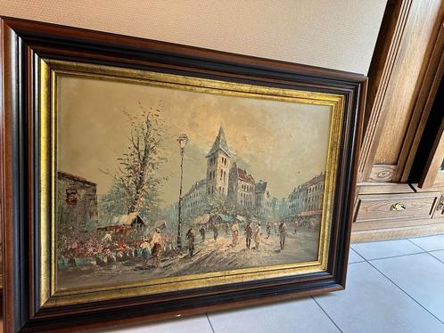 Schilderij Parijs en jacht., Antiek en Kunst, Kunst | Schilderijen | Klassiek, Ophalen